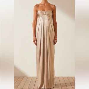 Shona Joy La Lune Strapless Knot Maxi Dress- Gold